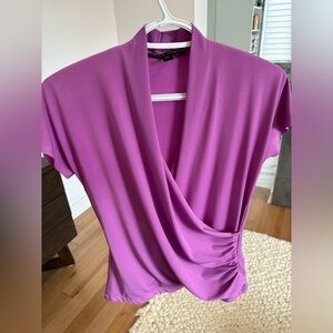 Mauve faux-wrap women’s blouse